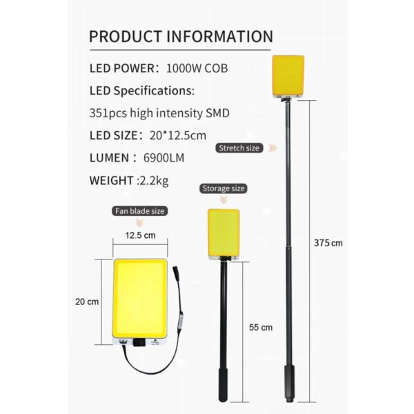 چراغ کمپینگ کانپکس 1000 وات مدل FR 24 COB RF - Image 6